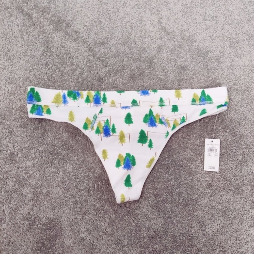 Aerie Womens Cotton Thong Size Large Forest Print